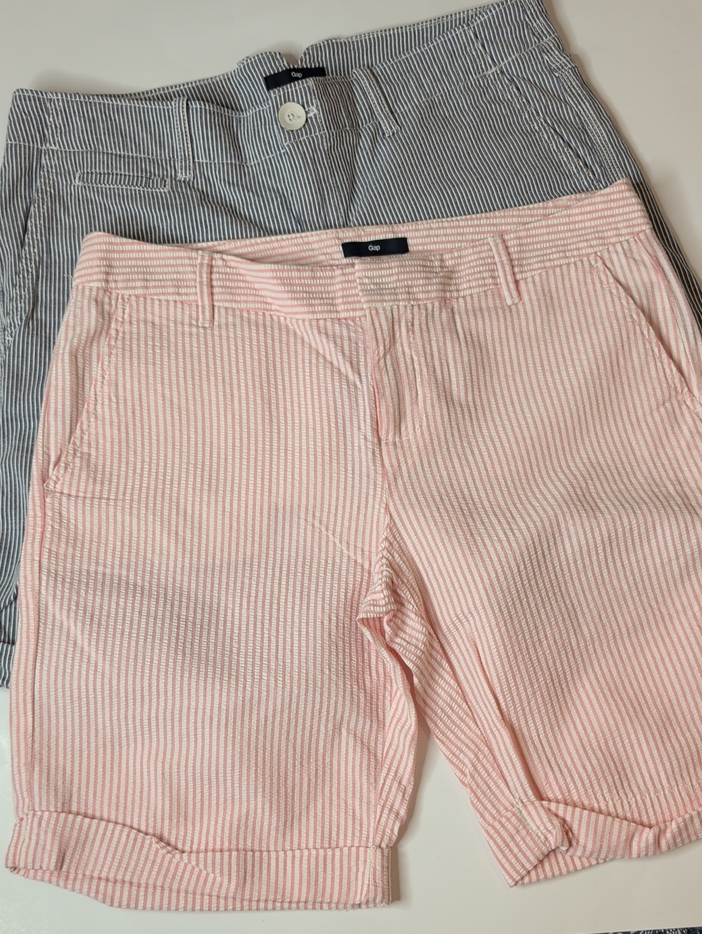 GAP Bermuda Shorts Bundle Size 4 Women's pink Seersucker & Blue White Striped